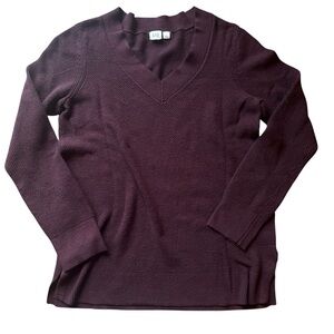 GAP Burgundy V-Neck Cotton Knit Sweater Classic Preppy Long Sleeve Pullover • M